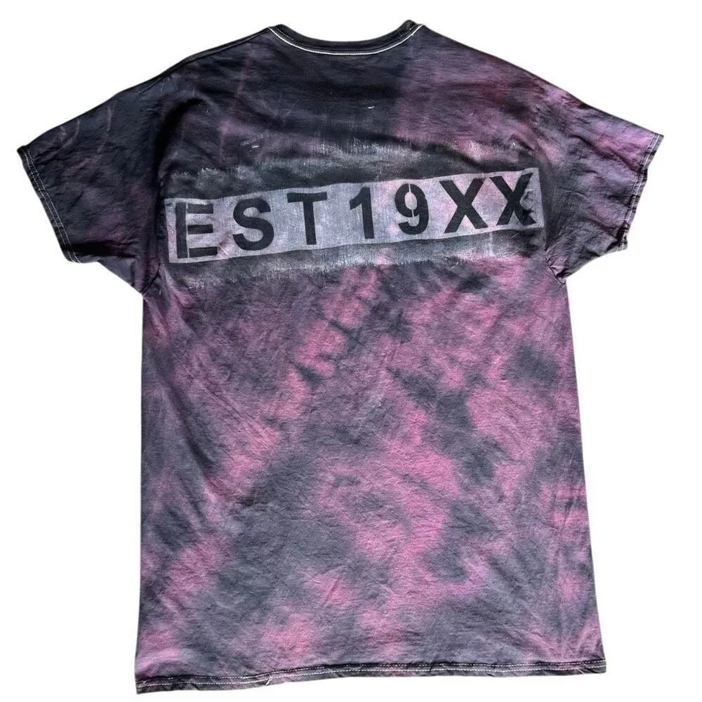 Hand-Dyed mgk EST19XX Stenciled Tie-Dye T-Shirt Unisex L